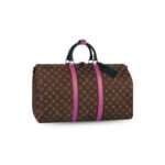 Louis Vuitton Keepall Bandouliere 50 Travel Bag 19.7in/ 50cm Brown/ Pink Black Hardware M45866