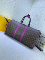 Louis Vuitton Keepall Bandouliere 50 Travel Bag 19.7in/ 50cm Brown/ Purple Monogram Black Hardware M46257 - Image 4