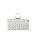Louis Vuitton Keepall Bandouliere 50 Travel Bag 19.7in/ 50cm White Black Hardware M24954 - Image 5