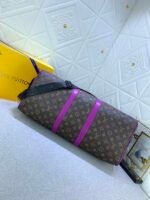Louis Vuitton Keepall Bandouliere 50 Travel Bag 19.7in/ 50cm Brown/ Purple Monogram Black Hardware M46257 - Image 6