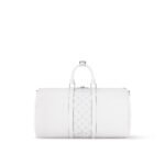 Louis Vuitton Keepall Bandouliere 50 Travel Bag 19.7in/ 50cm White Black Hardware M30885 - Image 8