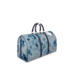 Louis Vuitton Keepall Bandouliere 50 Travel Bag 19.7in/ 50cm Blue For Men Silver Hardware M57946 - Image 4