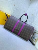 Louis Vuitton Keepall Bandouliere 50 Travel Bag 19.7in/ 50cm Brown/ Purple Monogram Black Hardware M46257 - Image 3