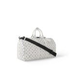 Louis Vuitton Keepall Bandouliere 50 Travel Bag 19.7in/ 50cm White Black Hardware M24954 - Image 3