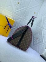 Louis Vuitton Keepall Bandouliere 50 Travel Bag 19.7in/ 50cm Brown/ Purple Monogram Black Hardware M46257 - Image 5