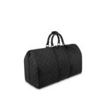 Louis Vuitton Keepall Bandouliere 50 Travel Bag 19.7in/ 50cm Black Matte Black Hardware M59025 - Image 4