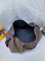 Louis Vuitton Keepall Bandouliere 50 Travel Bag 19.7in/ 50cm Brown/ Purple Monogram Black Hardware M46257 - Image 7