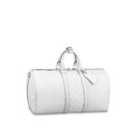 Louis Vuitton Keepall Bandouliere 50 Travel Bag 19.7in/ 50cm White Black Hardware M30885 - Image 5
