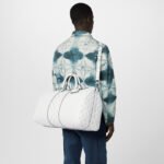 Louis Vuitton Keepall Bandouliere 50 Travel Bag 19.7in/ 50cm White Black Hardware M30885 - Image 4