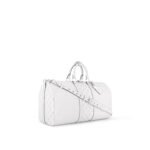 Louis Vuitton Keepall Bandouliere 50 Travel Bag 19.7in/ 50cm White Black Hardware M30885 - Image 6