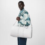 Louis Vuitton Keepall Bandouliere 50 Travel Bag 19.7in/ 50cm White Black Hardware M30885 - Image 2