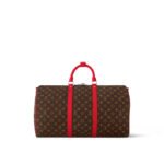 Louis Vuitton Keepall Bandouliere 50 Travel Bag 19.7in/ 50cm Brown/ Red Silver Hardware M46769 - Image 5