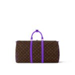 Louis Vuitton Keepall Bandouliere 50 Travel Bag 19.7in/ 50cm Brown/ Violet Silver Hardware M46775 - Image 3