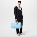 Louis Vuitton Keepall Bandouliere 50 Travel Bag 19.7in/ 50cm Sky Blue Silver Hardware M24949 - Image 2