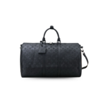 Louis Vuitton Keepall Bandouliere 50 Travel Bag 19.7in/ 50cm Black Monogram Shadow Matte Black Hardware M44810