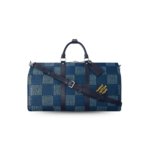Louis Vuitton Keepall Bandouliere 50 Travel Bag 19.7in/ 50cm Blue Silver Hardware For Men N40861