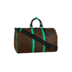 Louis Vuitton Keepall Bandouliere 50 Travel Bag 19.7in/ 50cm Brown/ Green Monogram Black Hardware M46259