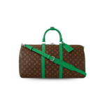 Louis Vuitton Keepall Bandouliere 50 Travel Bag 19.7in/ 50cm Brown/ Green Silver Hardware M46774
