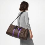 Louis Vuitton Keepall Bandouliere 50 Travel Bag 19.7in/ 50cm Brown/ Purple Monogram Black Hardware M46257 - Image 2