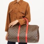 Louis Vuitton Keepall Bandouliere 50 Travel Bag 19.7in/ 50cm Brown/ Red Silver Hardware M46769 - Image 2