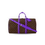 Louis Vuitton Keepall Bandouliere 50 Travel Bag 19.7in/ 50cm Brown/ Violet Silver Hardware M46775