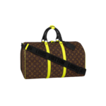 Louis Vuitton Keepall Bandouliere 50 Travel Bag 19.7in/ 50cm Brown/ Yellow Matte Black Hardware M45866