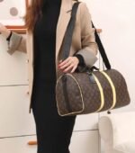 Louis Vuitton Keepall Bandouliere 50 Travel Bag 19.7in/ 50cm Brown/ Yellow Matte Black Hardware M45866 - Image 2