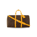 Louis Vuitton Keepall Bandouliere 50 Travel Bag 19.7in/ 50cm Brown/ Yellow Silver Hardware M46771