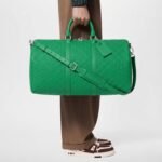 Louis Vuitton Keepall Bandouliere 50 Travel Bag 19.7in/ 50cm Green Silver Hardware M23751 - Image 2