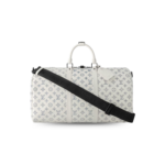 Louis Vuitton Keepall Bandouliere 50 Travel Bag 19.7in/ 50cm White Black Hardware M24954