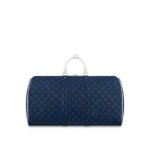 Louis Vuitton Keepall Bandouliere 55 Travel Bag 21.7in/ 55cm Blue For Men Silver Hardware M45874 - Image 6
