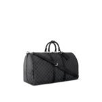 Louis Vuitton Keepall Bandouliere 55 Travel Bag 21.7in/ 55cm Black Damier Graphite Silver Hardware N41413 - Image 4