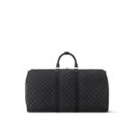 Louis Vuitton Keepall Bandouliere 55 Travel Bag 21.7in/ 55cm Black Damier Graphite Silver Hardware N41413 - Image 3