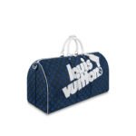 Louis Vuitton Keepall Bandouliere 55 Travel Bag 21.7in/ 55cm Blue For Men Silver Hardware M45874 - Image 4