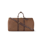 Louis Vuitton Keepall Bandouliere 55 Travel Bag 21.7in/ 55cm Brown Damier Ebene Gold Hardware
