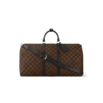 Louis Vuitton Keepall Bandouliere 55 Travel Bag 21.7in/ 55cm Brown Monogram Silver Hardware M56714