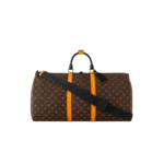 Louis Vuitton Keepall Bandouliere 55 Travel Bag 21.7in/ 55cm Brown/ Radiant Sun Monogram Black Hardware M46702