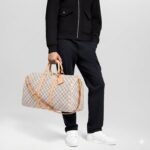 Louis Vuitton Keepall Bandouliere 55 Travel Bag 21.7in/ 55cm Damier Azur Gold Hardware N41429 - Image 2