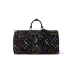 Louis Vuitton LV x TM Keepall Bandouliere 50 Travel Bag 19.7in/ 50cm Multicolore Black Silver Hardware M13745