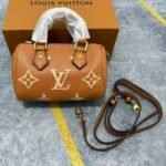 Louis Vuitton Nano Speedy Top Handle Bag 6.3in/ 16cm Brown Monogram Empreinte Gold Hardware For Women - Image 3