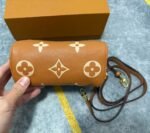 Louis Vuitton Nano Speedy Top Handle Bag 6.3in/ 16cm Brown Monogram Empreinte Gold Hardware For Women - Image 5