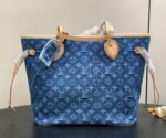 Louis Vuitton Neverfull MM Tote Bag 12.2in/ 31cm Blue Denim Gold Hardware For Women M13192 - Image 3