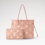 Louis Vuitton Neverfull MM Tote Bag 12.2in/ 31cm Pink Monogram Empreinte Gold Hardware For Women M46329 - Image 3