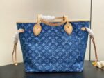 Louis Vuitton Neverfull MM Tote Bag 12.2in/ 31cm Blue Denim Gold Hardware For Women M13192 - Image 5