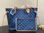 Louis Vuitton Neverfull MM Tote Bag 12.2in/ 31cm Blue Denim Gold Hardware For Women M13192 - Image 6