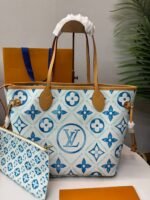 Louis Vuitton Neverfull MM Tote Bag 12.2in/ 31cm Blue Gold Hardware For Women M11263 - Image 3