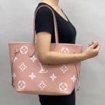 Louis Vuitton Neverfull MM Tote Bag 12.2in/ 31cm Pink Monogram Empreinte Gold Hardware For Women M46329 - Image 2