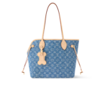 Louis Vuitton Neverwoof Tote Bag 12.2in/ 31cm Blue Denim Gold Hardware For Women M28052