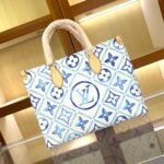 Louis Vuitton OnTheGo MM Tote Bag 13.8in/ 35cm Blue Gold Hardware For Women M11262 - Image 3