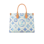 Louis Vuitton OnTheGo MM Tote Bag 13.8in/ 35cm Blue Gold Hardware For Women M11262